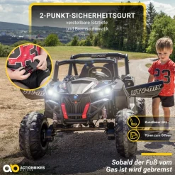 Kinder-Elektroauto UTV Buggy MX Allrad 4x4 (Schwarz Weiß)
