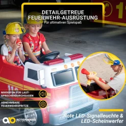 Kinder-Elektro-Feuerwehrauto LL911, 2-Sitzer, Sirene, Spritze, EVA-Reifen, 90 Watt, Fernbedienung