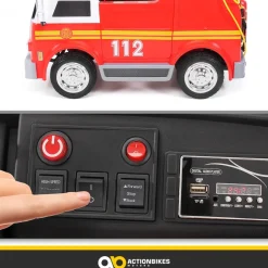 Kinder-Elektro-Feuerwehrauto LL911, 2-Sitzer, Sirene, Spritze, EVA-Reifen, 90 Watt, Fernbedienung