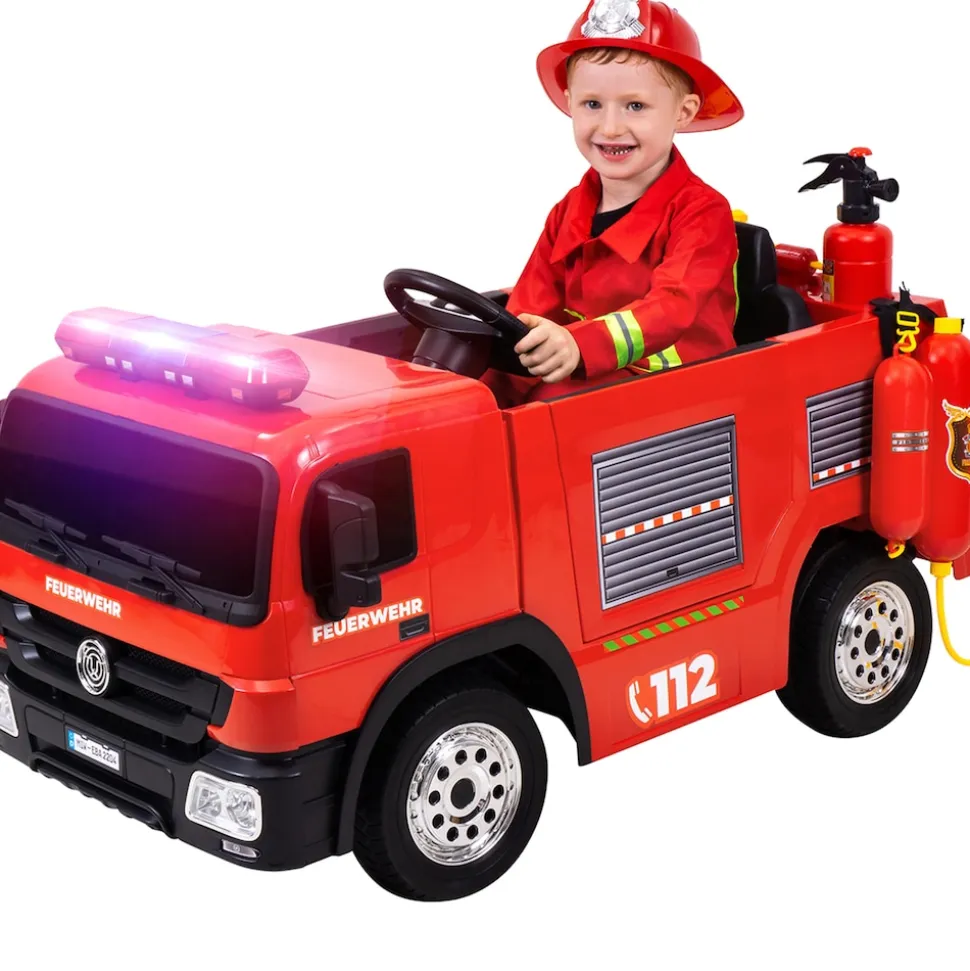 Kinder-Elektro-Feuerwehrauto SX1818, Spritze, Sirene, Blaulicht, 70 Watt, Servolenkung, Bluetooth