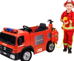 Kinder-Elektro-Feuerwehrauto SX1818, Spritze, Sirene, Blaulicht, 70 Watt, Servolenkung, Bluetooth