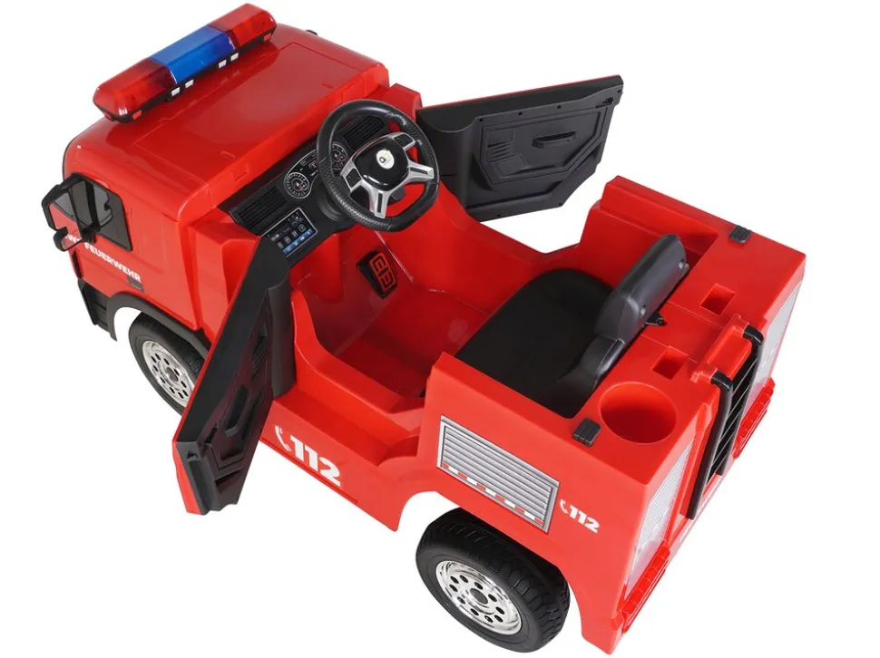 Kinder-Elektro-Feuerwehrauto SX1818, Spritze, Sirene, Blaulicht, 70 Watt, Servolenkung, Bluetooth