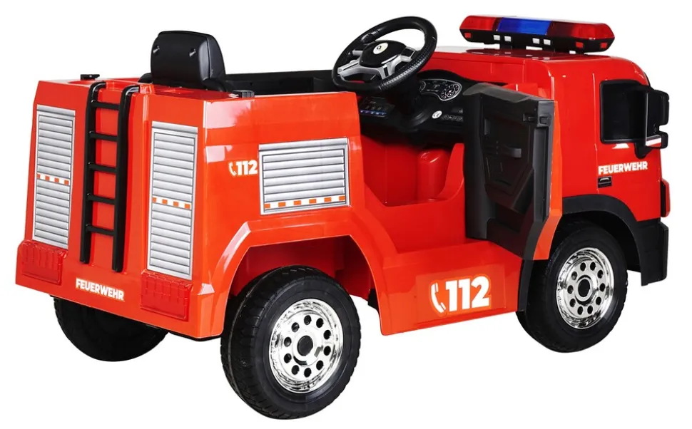 Kinder-Elektro-Feuerwehrauto SX1818, Spritze, Sirene, Blaulicht, 70 Watt, Servolenkung, Bluetooth