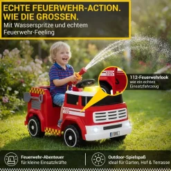 Kinder-Elektro-Feuerwehrauto LF112, Wasserspritze, Sirene, Sprechanlage, Einsatzlicht, 50W, MP3
