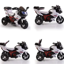 Kinder Elektromotorrad HP2 FB-6187, mit Musikfunktion, Spielzeugkorb, ab 3 Jahre schwarz