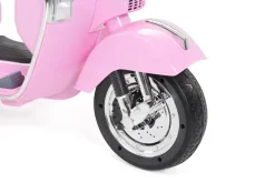 Kinder-Elektroroller Vespa, lizenziert, EVA-Reifen, LED-Scheinwerfer, Koffer, Soundmodul, Stützräder (Pink)