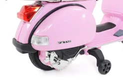 Kinder-Elektroroller Vespa, lizenziert, EVA-Reifen, LED-Scheinwerfer, Koffer, Soundmodul, Stützräder (Pink)