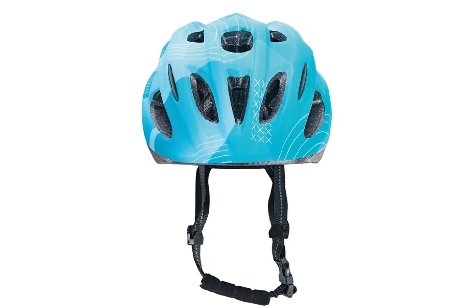 Kinder-Fahrradhelm, stoßfeste Hartschaum-Innenschale, LED-Licht, reflektierende Gurtbänder und 5 Reflektionsstreifen, Größe: 53-55 cm, Farbe: türkis