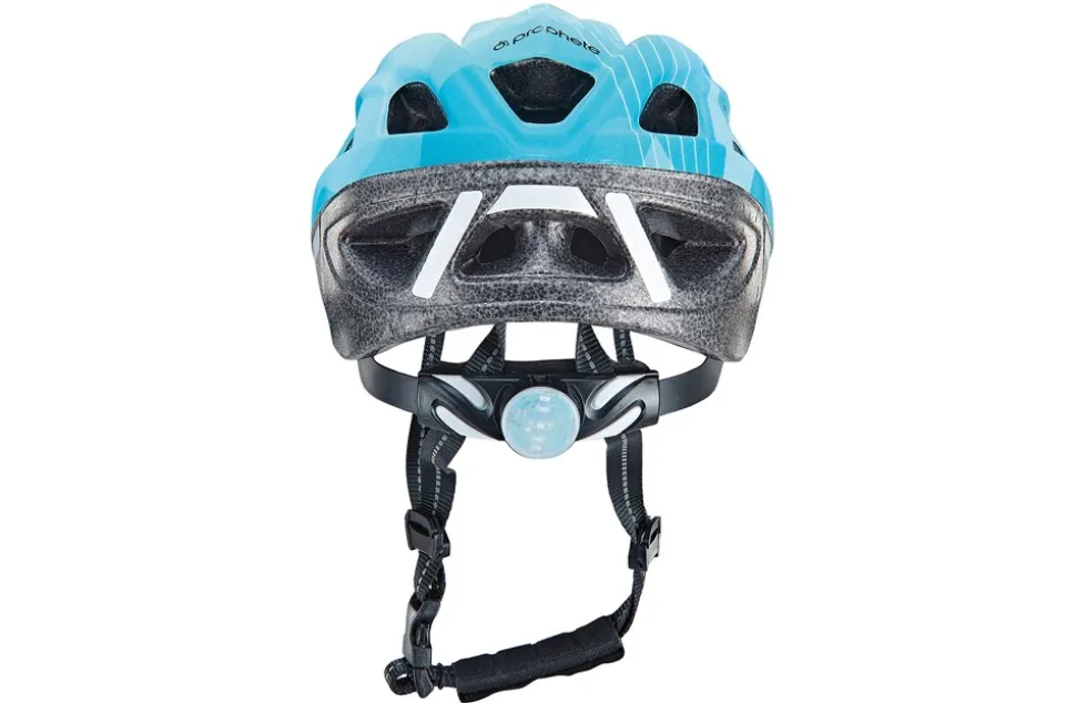 Kinder-Fahrradhelm, stoßfeste Hartschaum-Innenschale, LED-Licht, reflektierende Gurtbänder und 5 Reflektionsstreifen, Größe: 53-55 cm, Farbe: türkis