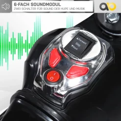 Kindermotorrad C051, Kinder-Elektro-Motorrad mit 12-Watt-Motor, LED-Scheinwerfer, 2-Gang-Getriebe (Schwarz)