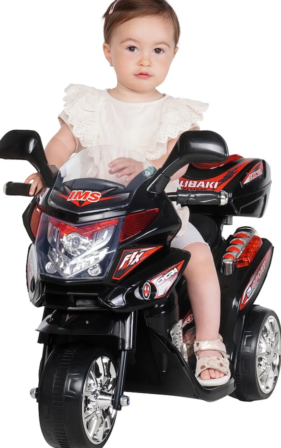 Kindermotorrad C051, Kinder-Elektro-Motorrad mit 12-Watt-Motor, LED-Scheinwerfer, 2-Gang-Getriebe (Schwarz)