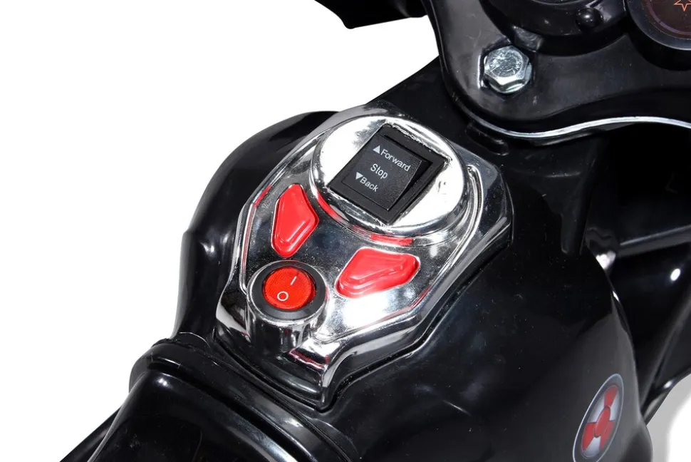 Kindermotorrad C051, Kinder-Elektro-Motorrad mit 12-Watt-Motor, LED-Scheinwerfer, 2-Gang-Getriebe (Schwarz)