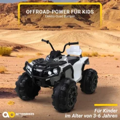 Kinderquad Bumper, Kinder-Elektroauto mit Fernbedienung, 70 Watt, Stoßdämpfer, Bremsautomatik, LED (Weiß)