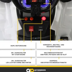 Kinderquad Bumper, Kinder-Elektroauto mit Fernbedienung, 70 Watt, Stoßdämpfer, Bremsautomatik, LED (Weiß)