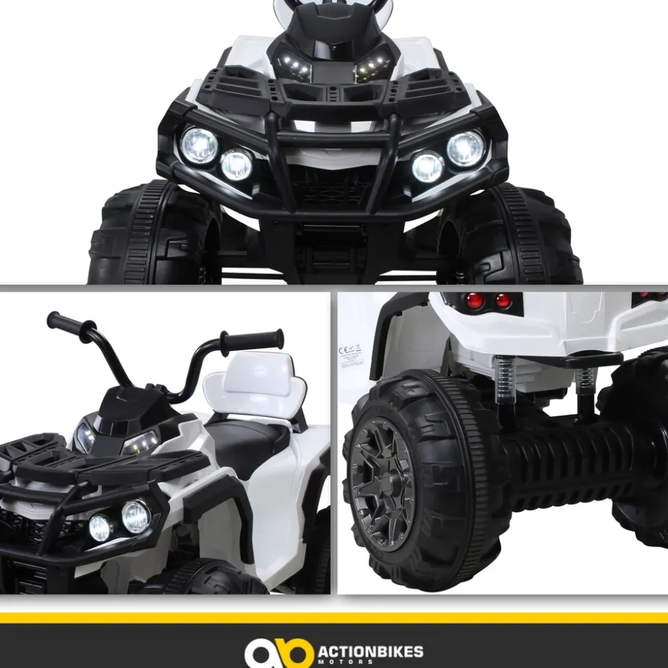 Kinderquad Bumper, Kinder-Elektroauto mit Fernbedienung, 70 Watt, Stoßdämpfer, Bremsautomatik, LED (Weiß)