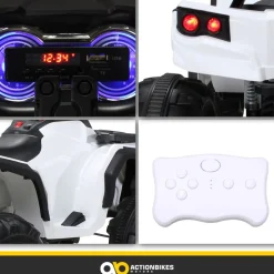 Kinderquad Bumper, Kinder-Elektroauto mit Fernbedienung, 70 Watt, Stoßdämpfer, Bremsautomatik, LED (Weiß)