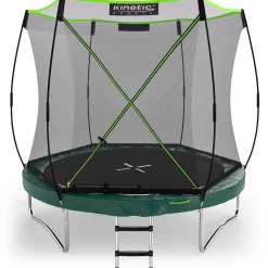 KINETIC SPORTS Trampolin Federlos-Design 'Bungee Safety Elite' - Outdoor Gartentrampolin für Kinder | Dunkelgrün Ø 244 cm Ø 244 cm