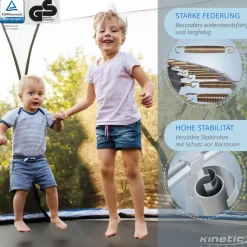 KINETIC SPORTS Trampolin Outdoor 'Salto Plus' Ø 183/244/305/366/400/430/490 cm - Komplett-Set für Kinder, USA Sprungtuch, Netz, Randpolster, Leiter - bis zu 160kg | Blau-2 Ø 183 cm Ø 183 cm, Blau-2