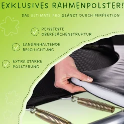 KINETIC SPORTS Trampolin Outdoor 'Ultimate Pro' Ø 244/305/366 cm, rundes Gartentrampolin mit Sicherheitsnetz, bis 120/150/160 kg | Schwarz-Neongrün Ø 244 cm