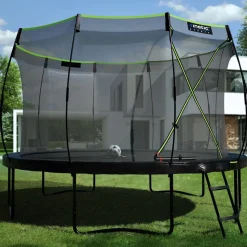 KINETIC SPORTS Trampolin Sicherheitsnetz für ULTIMATE PRO Gartentrampoline ø 244/305/366/427 cm - Mit Reißverschluss und Sicherheitsclips, UV beständig, Ersatznetz Fangnetz Schutznetz | für Ø 366 cm Trampolin