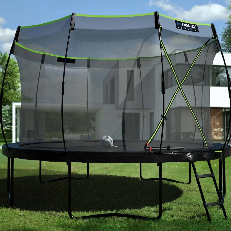 KINETIC SPORTS Trampolin Sicherheitsnetz für ULTIMATE PRO Gartentrampoline ø 244/305/366/427 cm - Mit Reißverschluss und Sicherheitsclips, UV beständig, Ersatznetz Fangnetz Schutznetz | für Ø 366 cm Trampolin