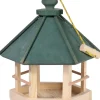 Klassisches Vogelhaus zum Aufhängen, 6-eckiges Futterhaus mit Kordel, Kiefer, Grün