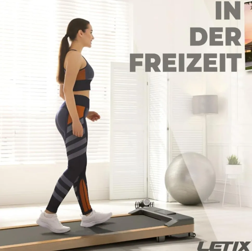LETIX Elektrisches Laufband DeskWalk für zu Hause oder Büro, LCD-Display Motorisiertes Fitnessgerät, Schreibtisch Heimtrainer - Holz Optik - versch. Ausführungen