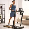 LETIX Elektrisches Laufband FoldPro 2in1 mit LCD-Display, Bluetooth & APP Funktion, für zu Hause und Büro, motorisiertes Fitnessgerät, Heimtrainer - Holzoptik