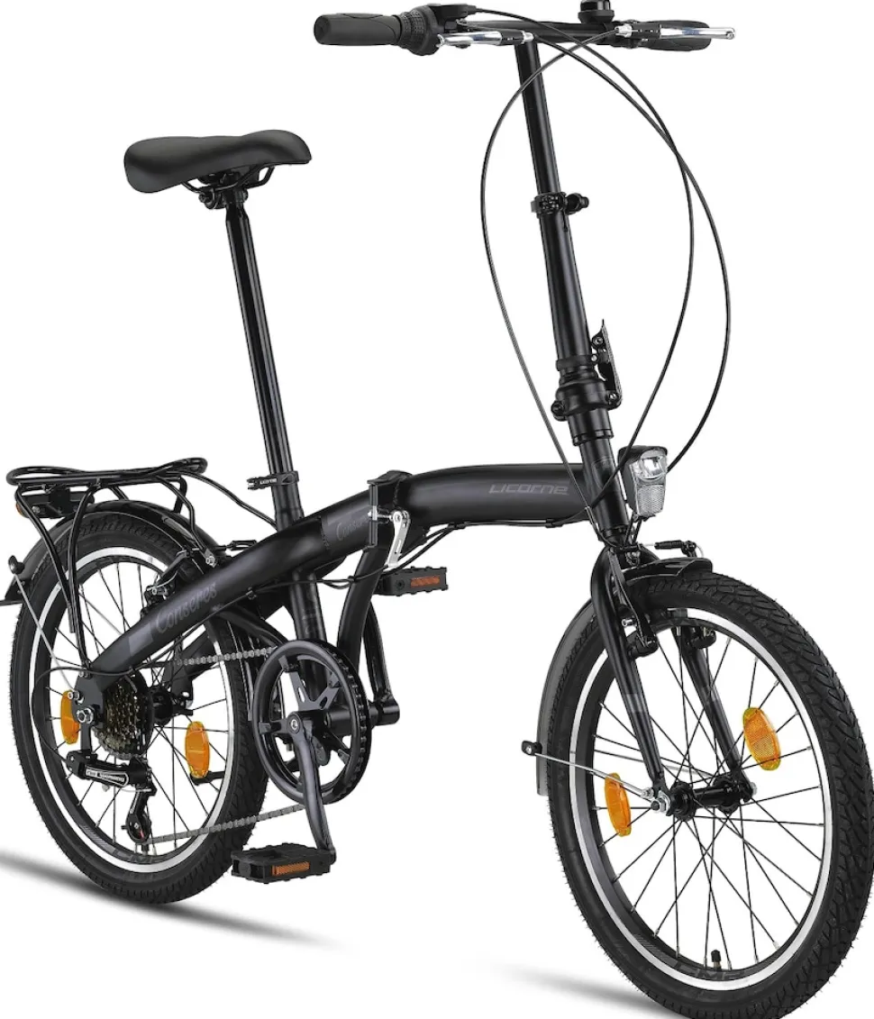 Licorne Bike Conseres Premium Falt Bike in 20 Zoll - Fahrrad für Herren, Jungen, Mädchen und Damen - Shimano 6 Gang-Schaltung - Hollandfahrrad Zoll:20;Farbe:Schwarz
