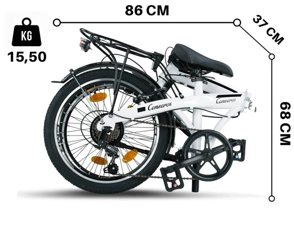 Licorne Bike Conseres Premium Falt Bike in 20 Zoll - Fahrrad für Herren, Jungen, Mädchen und Damen - Shimano 6 Gang-Schaltung - Hollandfahrrad Zoll:20;Farbe:Weiß/Schwarz