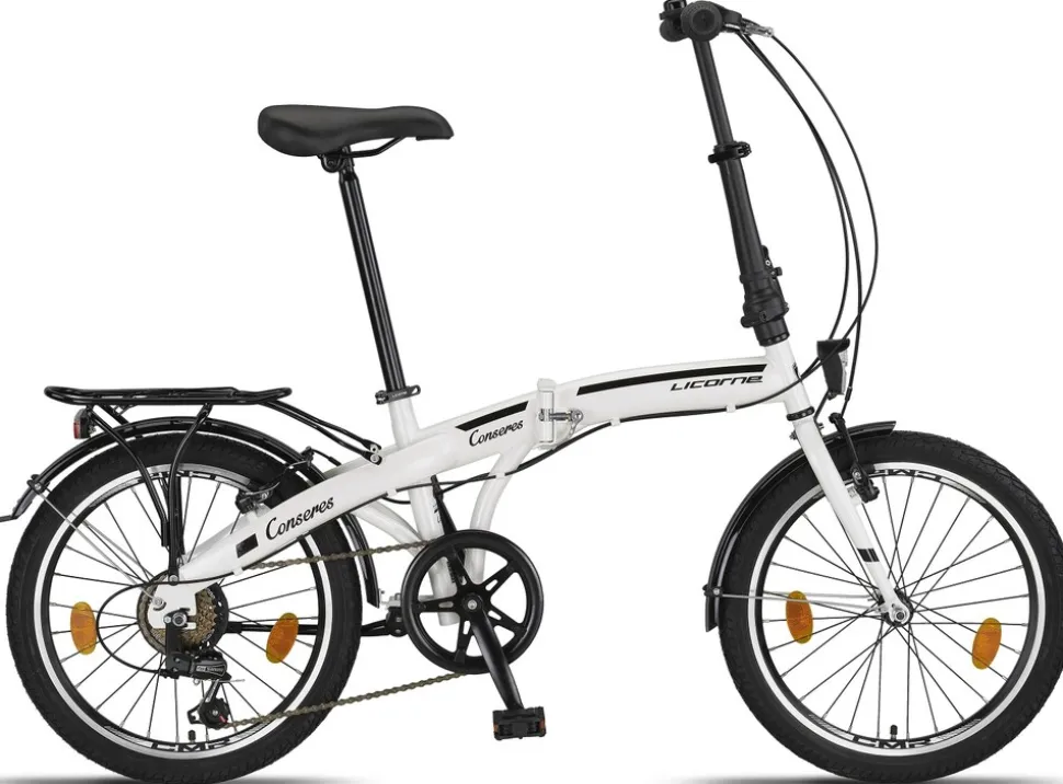 Licorne Bike Conseres Premium Falt Bike in 20 Zoll - Fahrrad für Herren, Jungen, Mädchen und Damen - Shimano 6 Gang-Schaltung - Hollandfahrrad Zoll:20;Farbe:Weiß/Schwarz