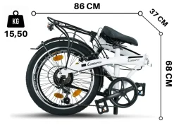 Licorne Bike Conseres Premium Falt Bike in 20 Zoll - Fahrrad für Herren, Jungen, Mädchen und Damen - Shimano 6 Gang-Schaltung - Hollandfahrrad Zoll:20;Farbe:Weiß/Schwarz