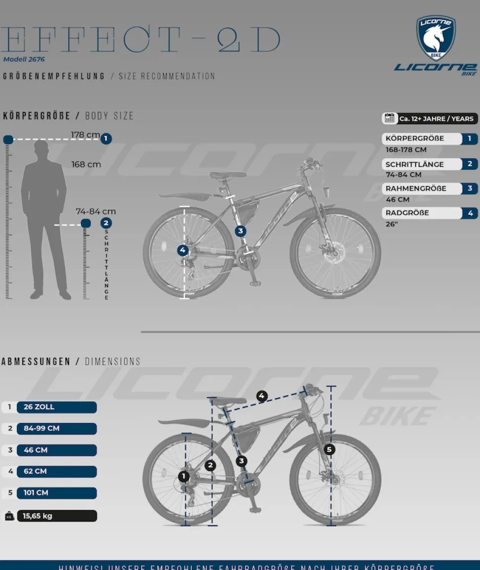 Licorne Bike Effect Premium Mountainbike in 26, 27,5 und 29 Zoll - Fahrrad für Jungen, Mädchen, Herren und Damen - Shimano 21 Gang-Schaltung - Herrenrad Zoll:26.00;Farbe:Schwarz/Orange (2xDisc-Bremse)