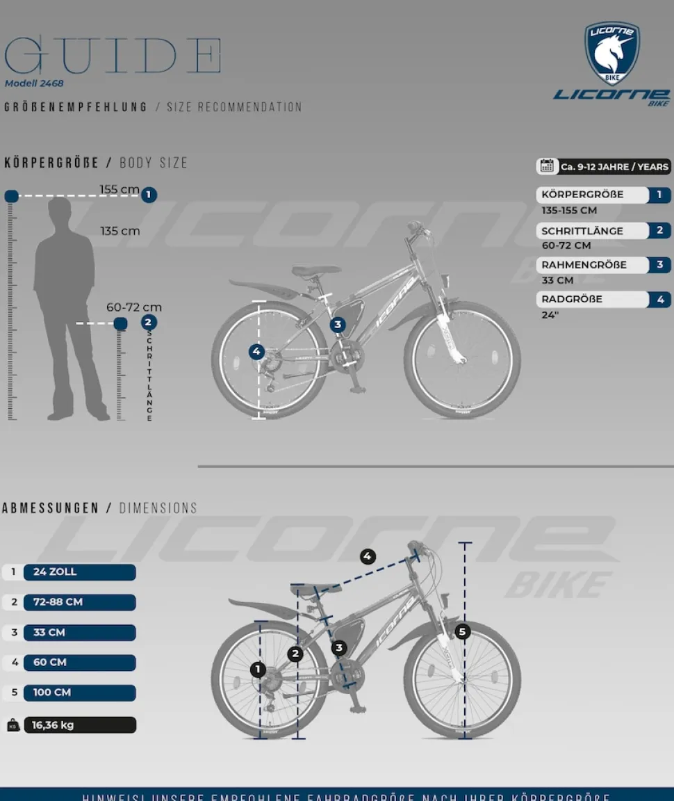 Licorne Bike Guide Premium Mountainbike in 20, 24 und 26 Zoll - Fahrrad für Mädchen, Jungen, Herren und Damen - Shimano 21 Gang-Schaltung, Kinderfahrrad, Kinder Farbe:Schwarz/Rot/Grau;Zoll:24
