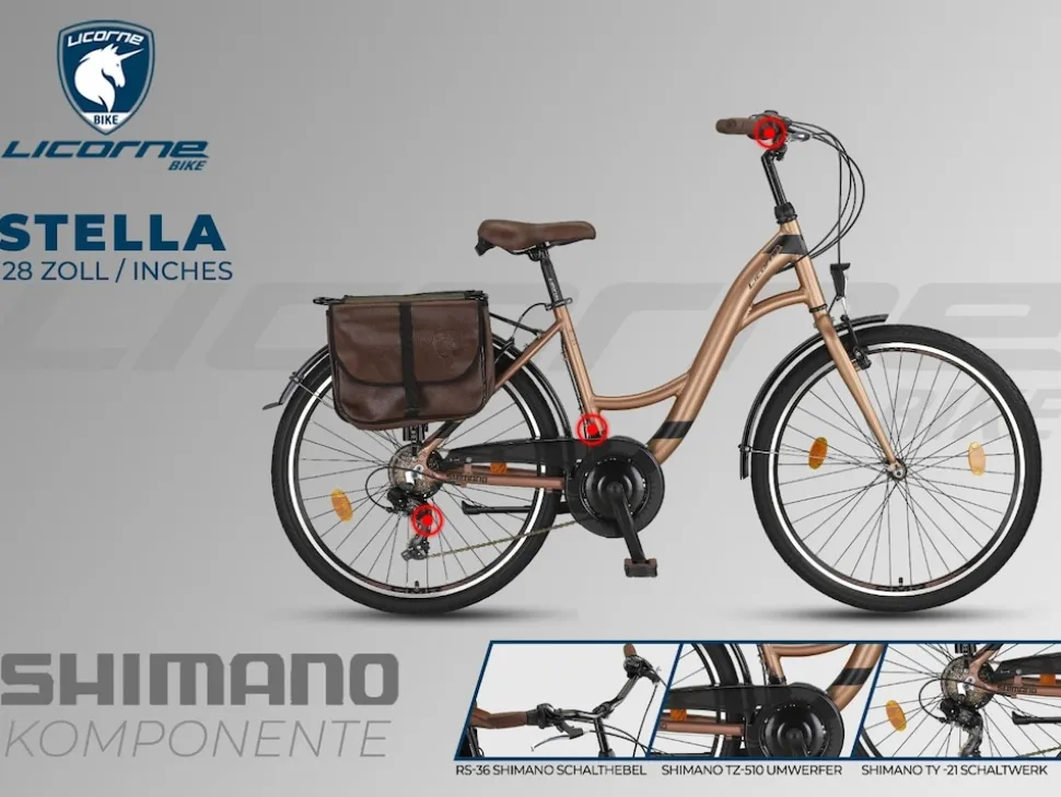 Licorne Bike Stella Plus Premium City Bike in Zoll Aluminium Fahrrad für Mädchen, Jungen, Herren und Damen - 21 Gang-Schaltung - Hollandfahrrad Größe:28 Zoll;Farbe:Gold