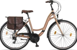 Licorne Bike Stella Plus Premium City Bike in Zoll Aluminium Fahrrad für Mädchen, Jungen, Herren und Damen - 21 Gang-Schaltung - Hollandfahrrad Größe:28 Zoll;Farbe:Gold