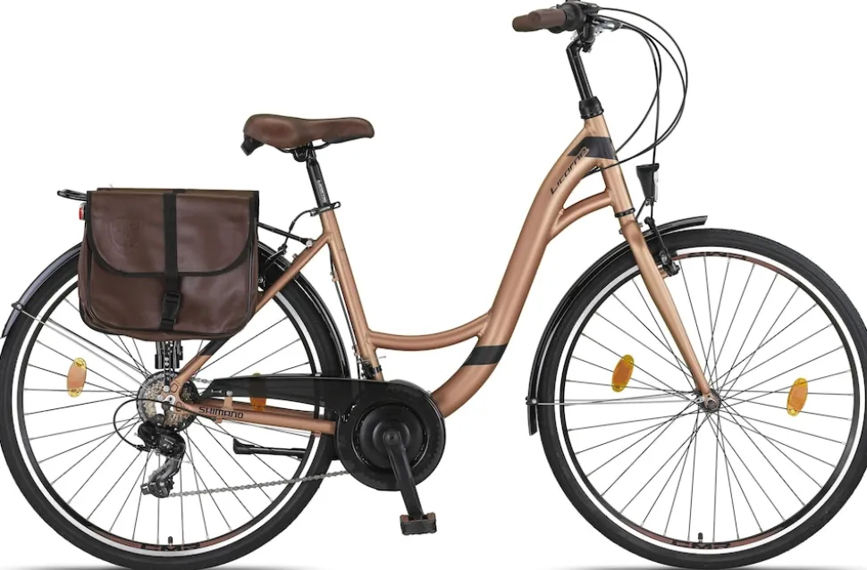 Licorne Bike Stella Plus Premium City Bike in Zoll Aluminium Fahrrad für Mädchen, Jungen, Herren und Damen - 21 Gang-Schaltung - Hollandfahrrad Größe:28 Zoll;Farbe:Gold