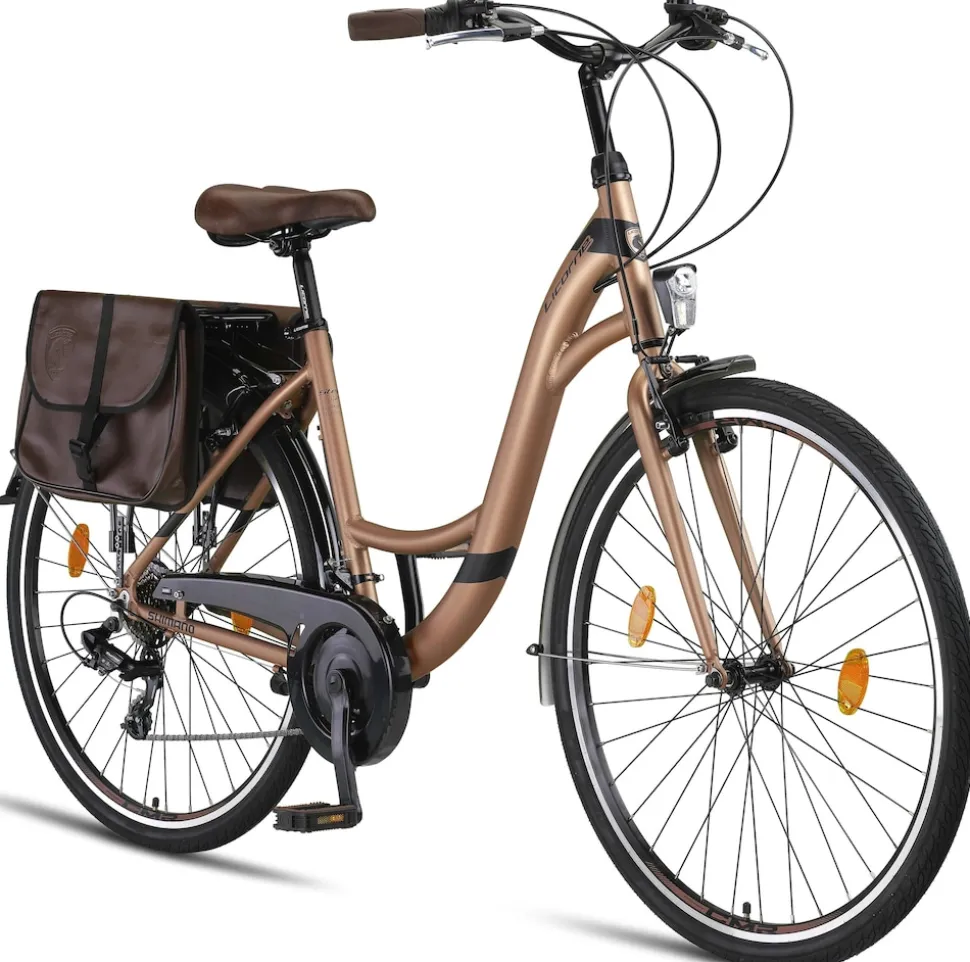 Licorne Bike Stella Plus Premium City Bike in Zoll Aluminium Fahrrad für Mädchen, Jungen, Herren und Damen - 21 Gang-Schaltung - Hollandfahrrad Größe:28 Zoll;Farbe:Gold