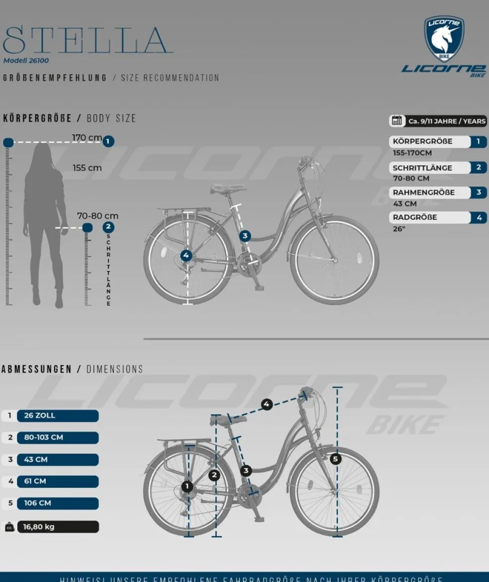 Licorne Bike Stella Premium City Bike 20,24,26 und 28 Zoll Fahrrad für Mädchen Herren und Damen 21 Gang (6 Gang bei 20 Zoll) Holland Citybike Zoll:26;Farbe:Beige