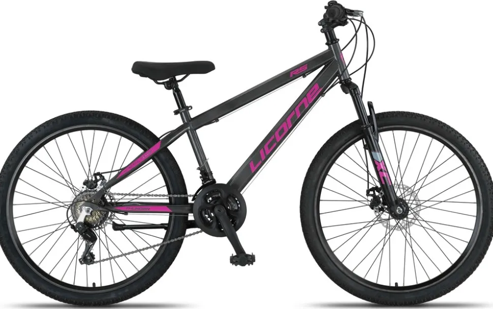 Licorne Bike Thunder Premium Mountainbike in 20, 24, 26, 27.5 und 29 Zoll Fahrrad für Mädchen Jungen Herren und Damen Discbremse Farbe:Anthrazit/Rosa;Größe:26 Zoll