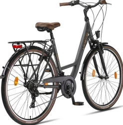 Licorne Bike Violetta Premium City Bike in 28 Zoll - Fahrrad für Mädchen, Jungen, Herren und Damen - Shimano 21 Gang-Schaltung - Hollandfahrrad Zoll:28.00;Farbe:Grau