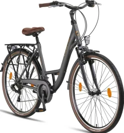 Licorne Bike Violetta Premium City Bike in 28 Zoll - Fahrrad für Mädchen, Jungen, Herren und Damen - Shimano 21 Gang-Schaltung - Hollandfahrrad Zoll:28.00;Farbe:Grau