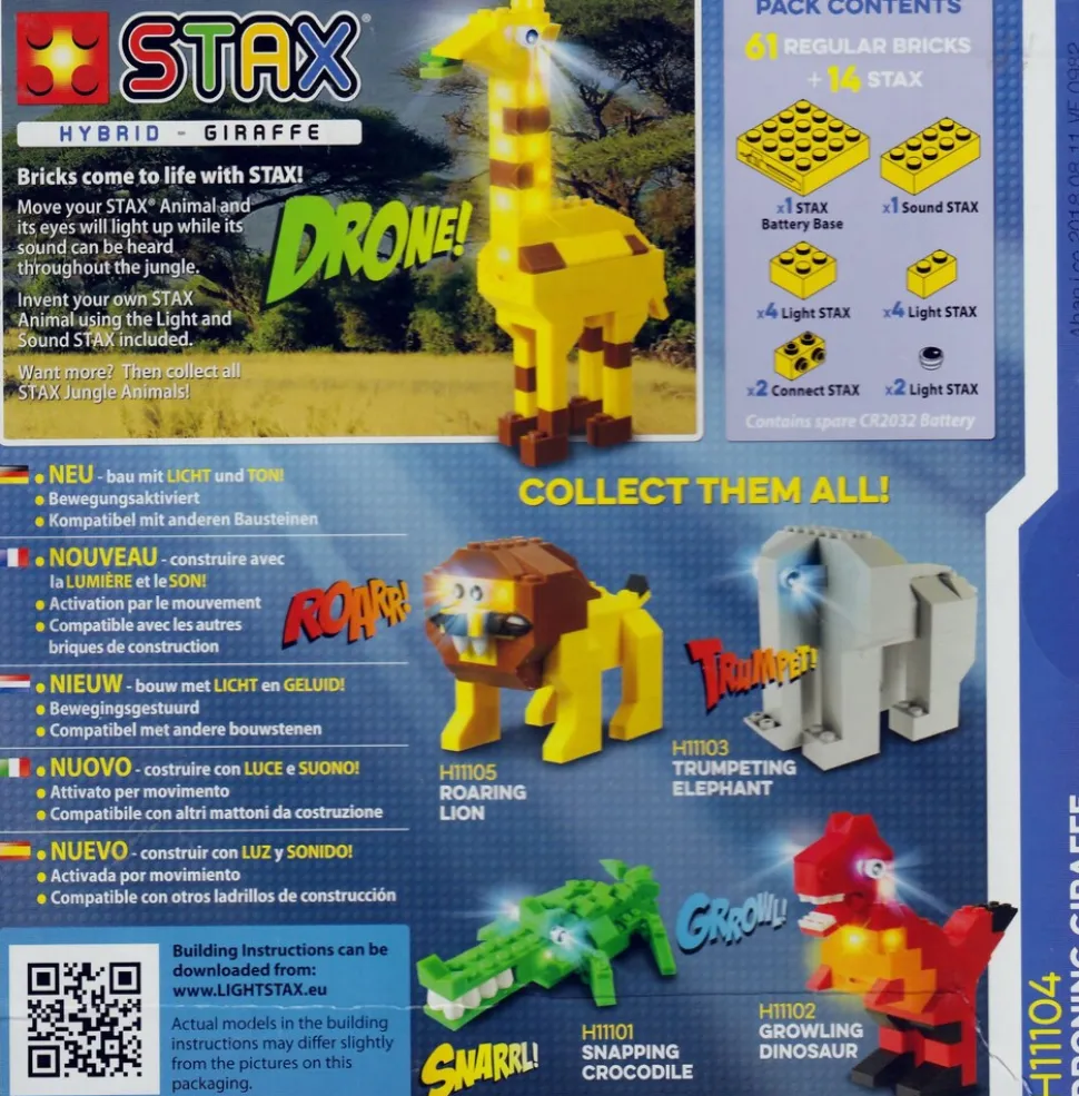 Light STAX Hybrid Droning Giraffe, Licht und Sound Bausteinset, kompatibel mit dem STAX System