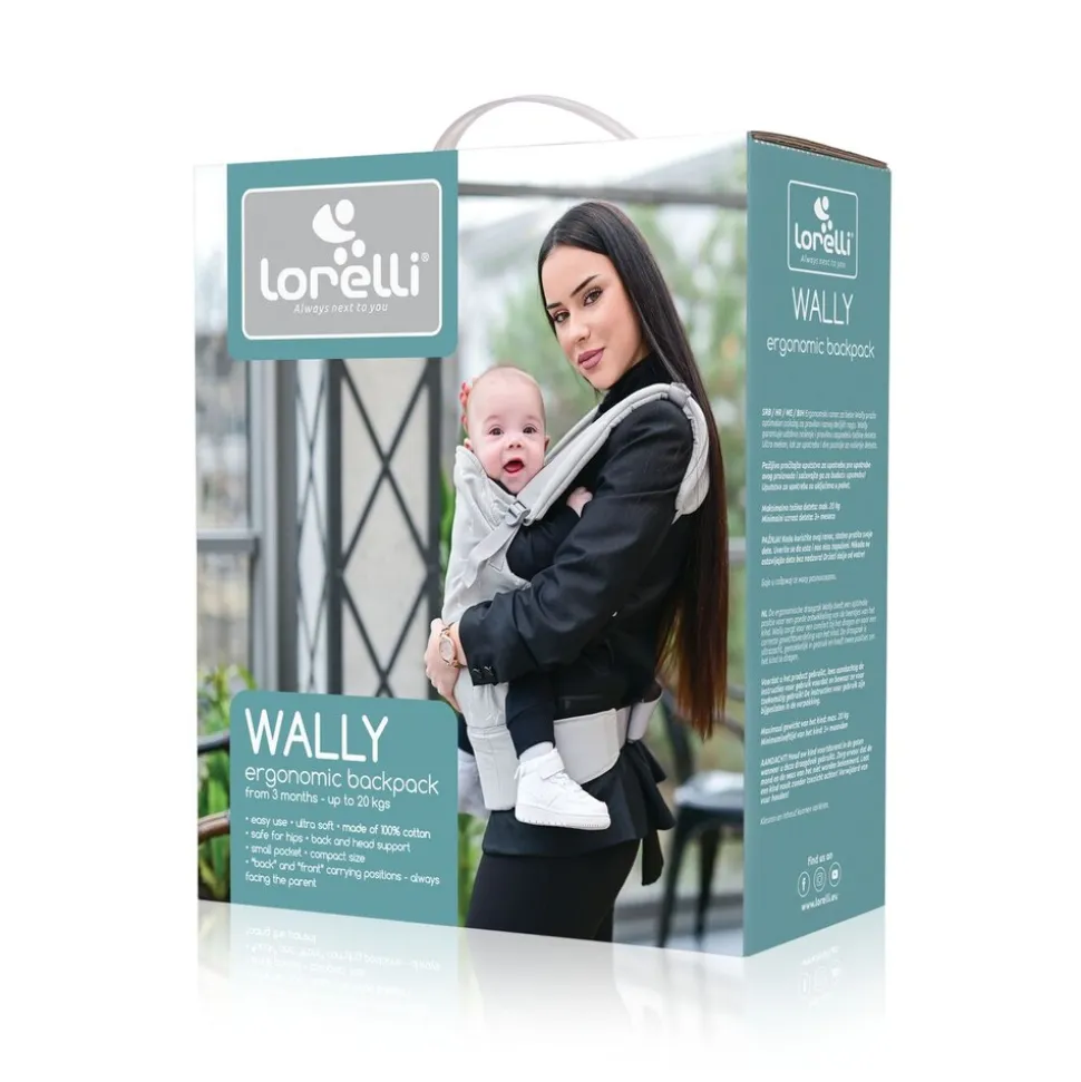 Lorelli Babytrage Wally Tragehilfe 2 in 1 Bauch- Rückentrage Gurt verstellbar grau