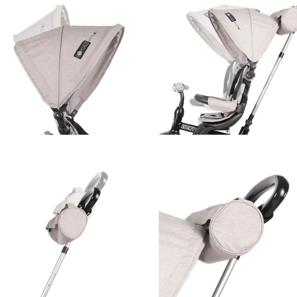 Lorelli Dreirad 4 in 1 Lucky Crew Tasche Fußstütze verstellbarer Sitz Klingel orange