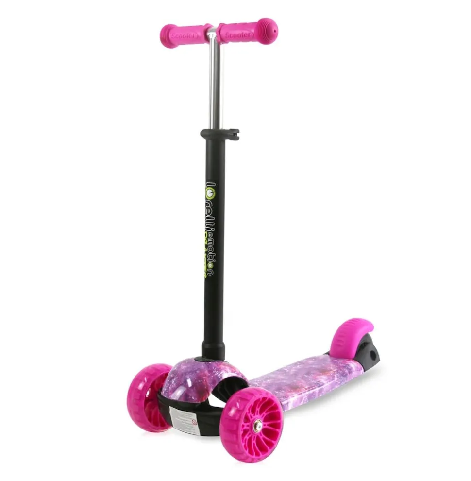 Lorelli Kinderroller Draxter 3 Räder, höhenverstellbar, PU-Leuchträder Fußbremse pink