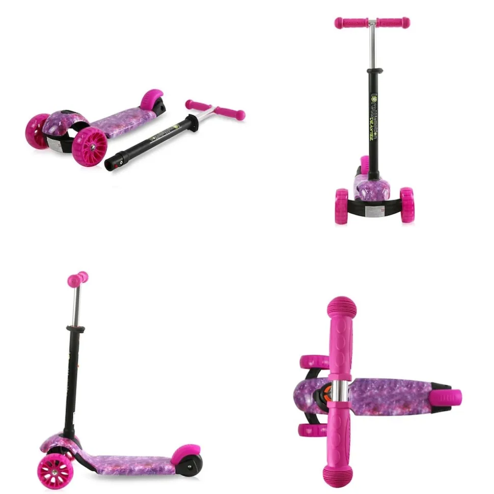Lorelli Kinderroller Draxter 3 Räder, höhenverstellbar, PU-Leuchträder Fußbremse pink