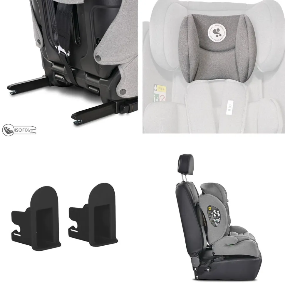 Lorelli Kindersitz Rio i-Size (76 - 150 cm) Isofix Top Tether Kissen verstellbar hellgrau