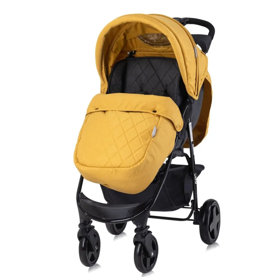Lorelli Kinderwagen Buggy Olivia, Zubehörbox, Fußabdeckung, verstellbar, Korb gelb