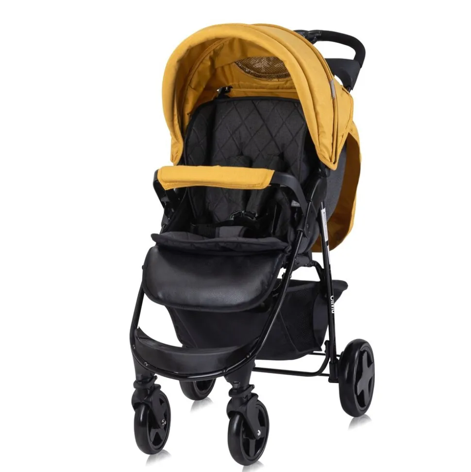Lorelli Kinderwagen Buggy Olivia, Zubehörbox, Fußabdeckung, verstellbar, Korb gelb